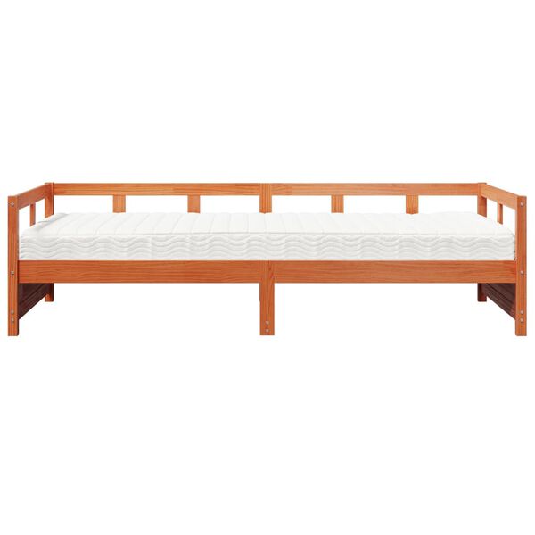 vidaXL daybed med madras 90x200 cm massivt fyrretr&aelig; gyldenbrun