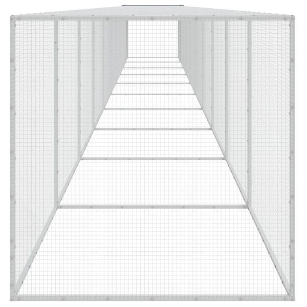 vidaXL h&oslash;nsebur med tag 1003x98x90 cm galvaniseret st&aring;l lysegr&aring;