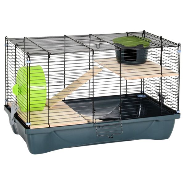 vidaXL hamsterbur 58x32x36 cm polypropylen og metal grå