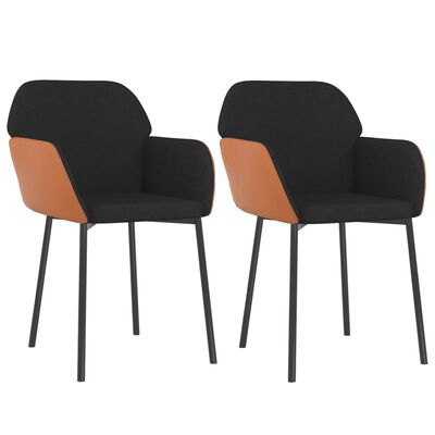 vidaXL spisebordsstole 2 stk. stof og kunstlæder sort