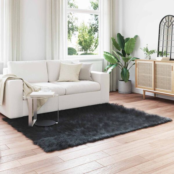 vidaXL Kunstpels F&aring;rskind T&aelig;ppe Tafalla Sort 120 x 170 cm Polyester