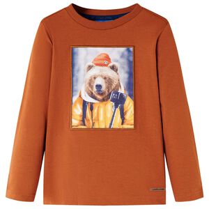 Lang&aelig;rmet T-shirt til b&oslash;rn str. 116 cm orange