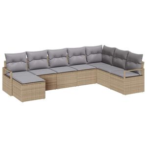 vidaXL Sofa S&aelig;t med pude 8 pcs Beige polyrattan