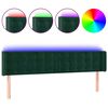 vidaXL sengegavl med LED-lys 203x16x78/88 cm fl&oslash;jl m&oslash;rkegr&oslash;n