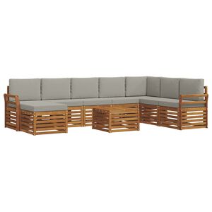vidaXL Udend&oslash;rs sofagruppe 9 pcs Naturlig og Lys Gr&aring; Massivt Akacietr&aelig;