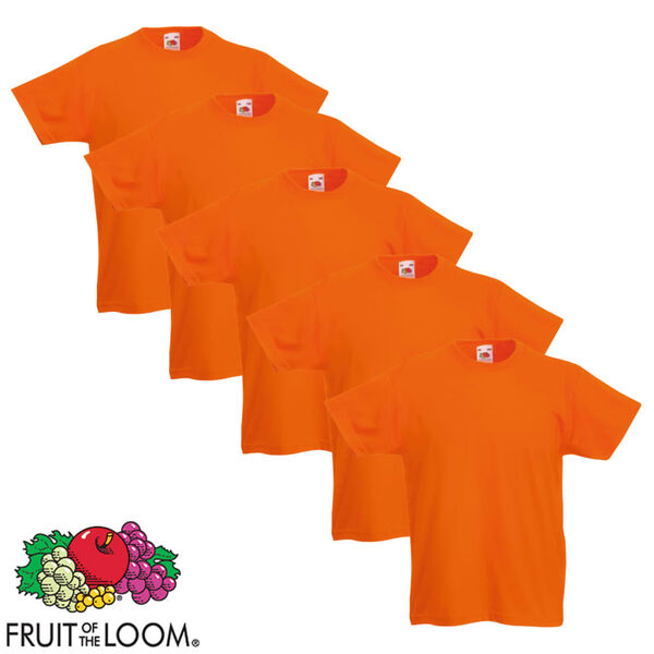 Fruit of the Loom originale T-shirts til b&oslash;rn 5 stk. str. 128 orange