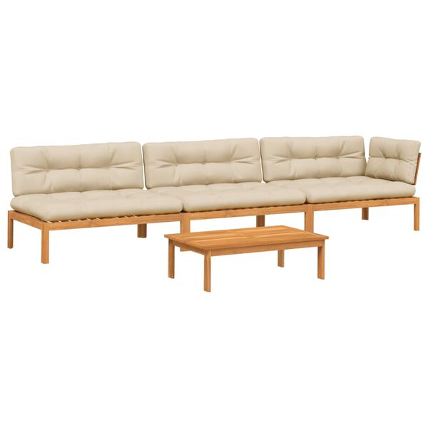 vidaXL lounges&aelig;t til haven 4 dele med hynder massivt akacietr&aelig;