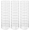 vidaXL rundt gabion-havebede 3 stk. &Oslash;30x100 cm galvaniseret st&aring;l