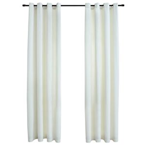 vidaXL m&oslash;rkl&aelig;gningsgardiner 2 stk. med ringe 140 x 175 cm fl&oslash;jl creme