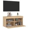 vidaXL v&aelig;gh&aelig;ngt tv-bord med LED-lys 80x30x40 cm sonoma-eg
