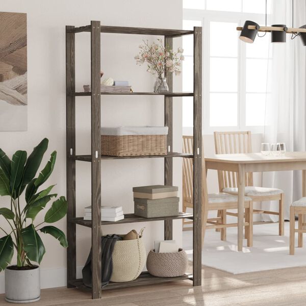 vidaXL opbevaringsreol 5 hylder 80x38x170 cm massivt fyrretræ grå