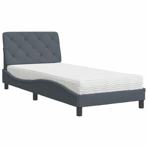 vidaXL seng med madras 80x200 cm velour m&oslash;rkegr&aring;
