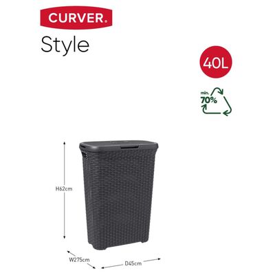 Curver vasketøjskurve med låg Style 2x40 l antracitgrå