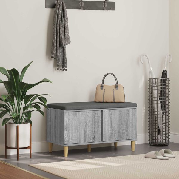 vidaXL Hallb&aelig;nk med pude med opbevaring Gr&aring; Sonoma 80 x 38 x 46 cm