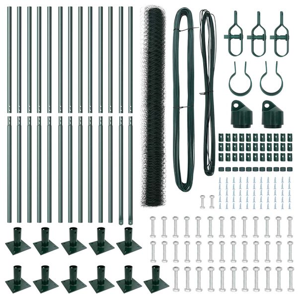 vidaXL Hegnspæl Grøn 25 x 1,6 m (50 mm net) Stål og PVC