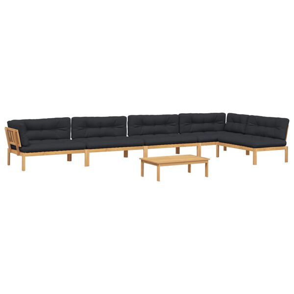 vidaXL sofas&aelig;t til haven 6 dele tr&aelig;paller med hynder massivt akacietr&aelig;