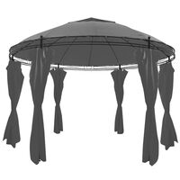 vidaXL pavillon med gardiner rund 3,5 x 2,7 cm antracitgrå
