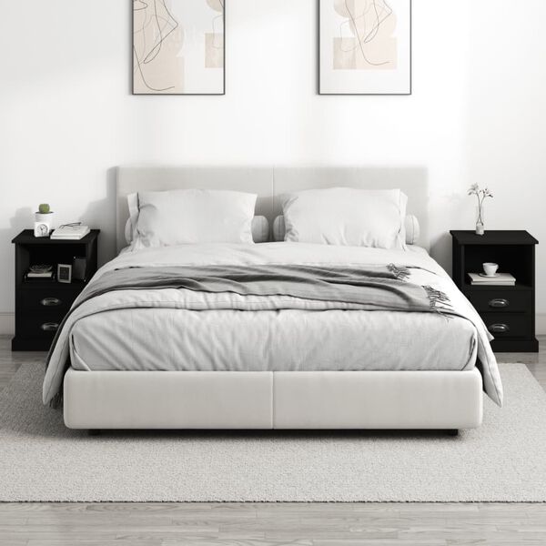 vidaXL sengeborde 2 stk. 43x36x60 cm sort