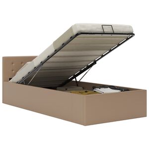 vidaXL hydraulisk opbevaringsseng 100 x 200 cm kunstl&aelig;der cappuccino