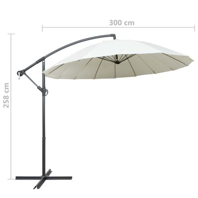vidaXL hængende parasol 3 m aluminiumsstang hvid