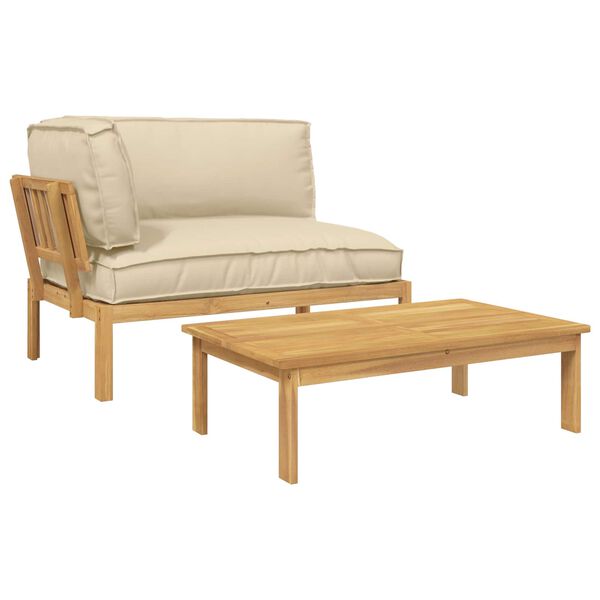 vidaXL Sofa S&aelig;t med pude Ensfarvet 2 pcs Beige Massivt Akacietr&aelig;