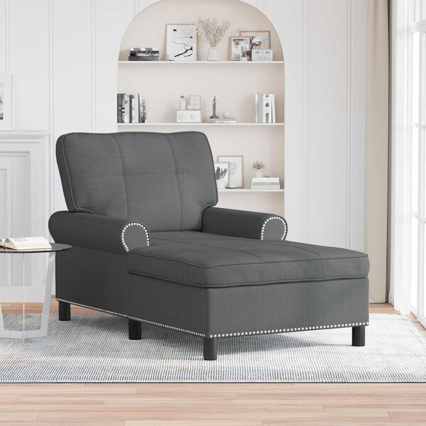 vidaXL Chaise Lounge med pude M&oslash;rkegr&aring; 91 x 157 x 91 cm Stof