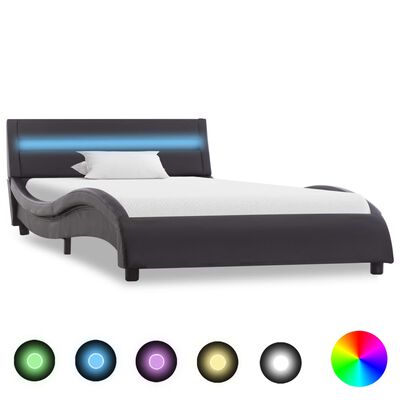 vidaXL sengestel med LED 100x200 cm kunstlæder sort