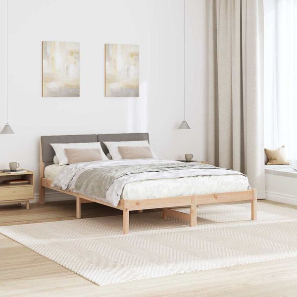 vidaXL Sengestel Brun og taupe 135 x 190 cm Massivt fyrretr&aelig;