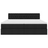 vidaXL Seng med LED -strimmellys med hovedg&aelig;rde Sort 180 x 200 cm Stof