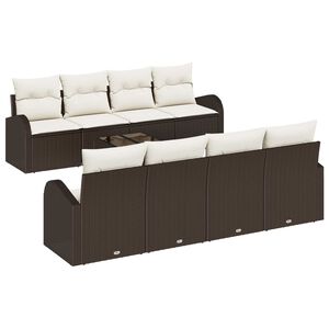 vidaXL Havesofa S&aelig;t 9 pcs Brun og Creme Polyrattan og st&aring;l og glas
