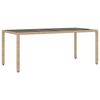 vidaXL havebord med glastop 190x90x75 cm polyrattan beige