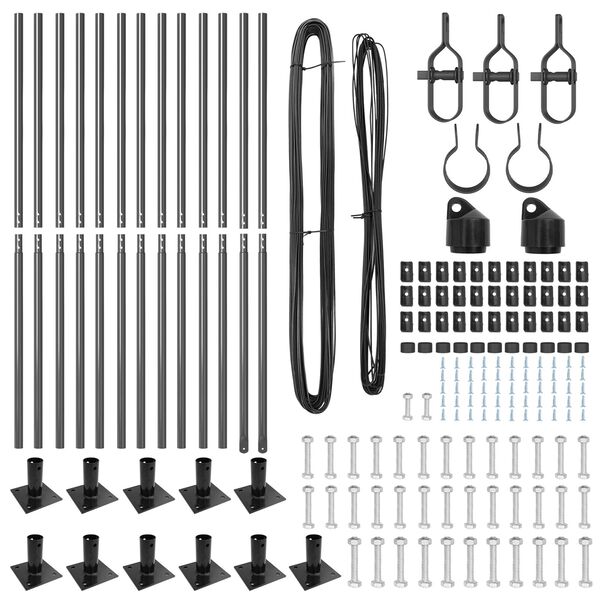 vidaXL Hegnspæl 13 pcs Grå Stål