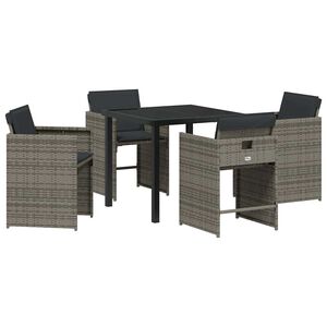 vidaXL Have Spisebordss&aelig;t 5 stk. Gr&aring; polyrattan