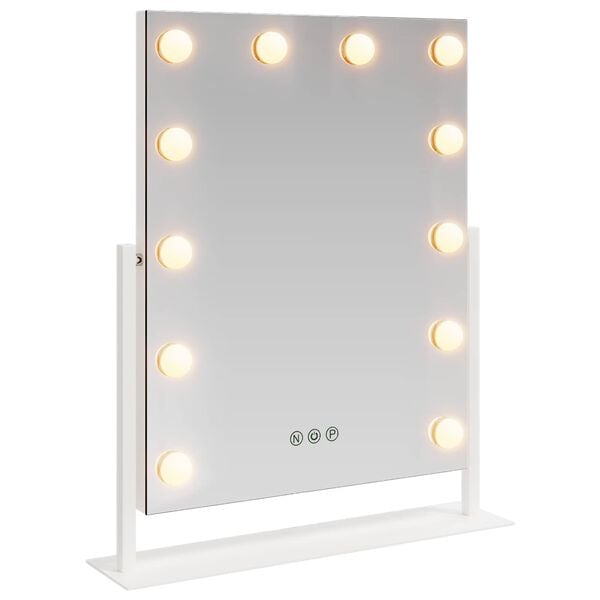 vidaXL LED Makeup Spejl Hvid 44 x 10 x 53 cm Glas og St&aring;l