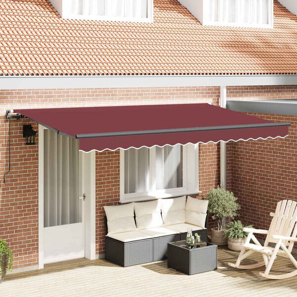 vidaXL Utr&aelig;kkelig Markise Bordeaux 350 x 200 cm Stof