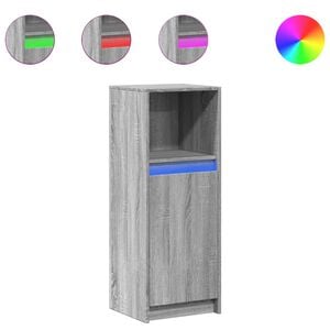 vidaXL skab med LED 38x34x100 cm konstrueret tr&aelig; gr&aring; sonoma-eg