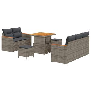 vidaXL Havesofa S&aelig;t med pude 10 pcs Gr&aring; polyrattan
