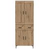 vidaXL Highboard med skuffe 2 pcs Artisan Egetr&aelig; Konstrueret tr&aelig;