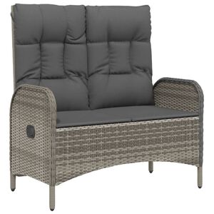 vidaXL haveb&aelig;nk med l&aelig;nefunktion og hynder 107 cm polyrattan gr&aring;