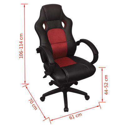 vidaXL racer-kontorstol kunstlæder rød