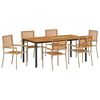 vidaXL Have Spisebordss&aelig;t 7 pcs Beige og Brun polyrattan