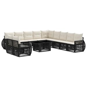 vidaXL Havesofa S&aelig;t 12 stk. Sort og Cremehvid polyrattan