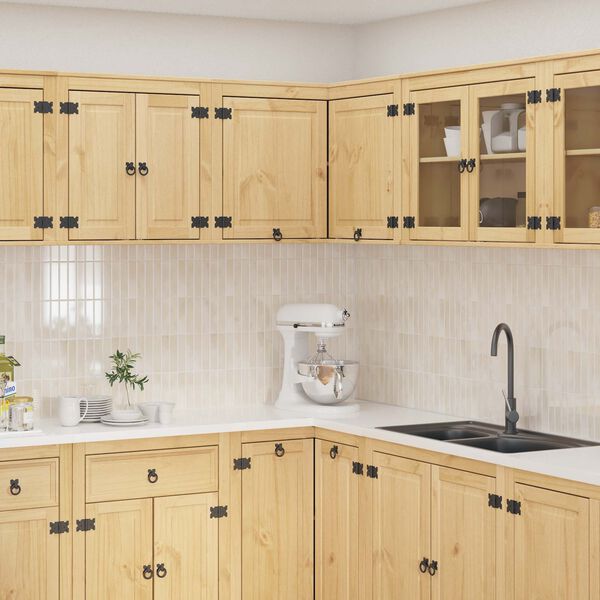 vidaXL Kabinet med d&oslash;r SKI HonningBrun 80 x 80 x 60 cm Massiv fyrretr&aelig;