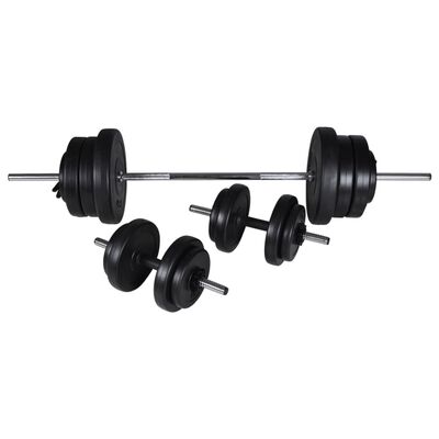 vidaXL træningsbænk med vægtstangs- og håndvægtssæt 60,5 kg
