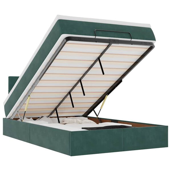 vidaXL osmannisk sengeramme med madras 120x200 cm fløjl mørkegrøn