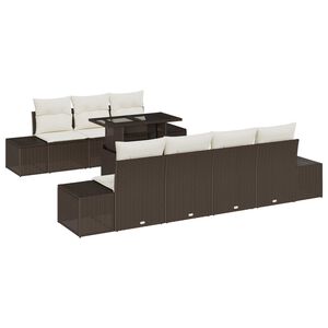 vidaXL Havesofa S&aelig;t med pude 8 pcs Brun og Creme