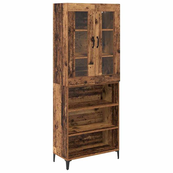 vidaXL Highboard Gammelt tr&aelig; 69,5 x 34 x 180 cm Konstrueret tr&aelig;
