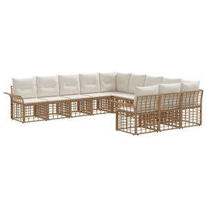 vidaXL Udend&oslash;rs sofagruppe 11 stk. Naturlig og Creme Hvid Polyester