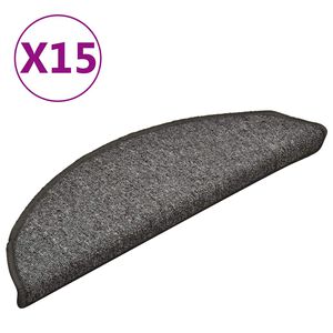 vidaXL trappem&aring;tter 15 stk. 56x17x3 cm gr&aring; og sort halvrunde
