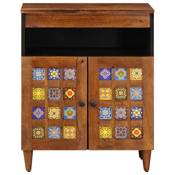 vidaXL Sideboard med d&oslash;r Valn&oslash;d 60 x 33,5 x 75 cm Massivt mangotr&aelig;